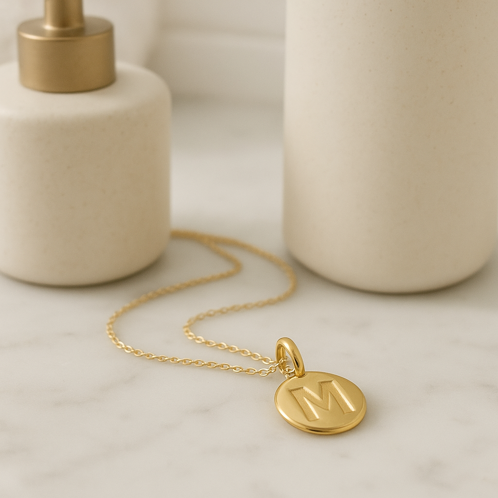 Initial Disc Pendant Necklace