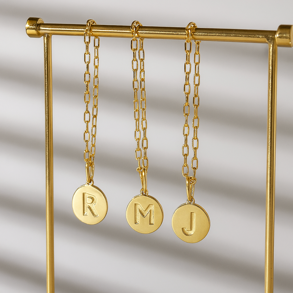 Initial Disc Pendant Necklace