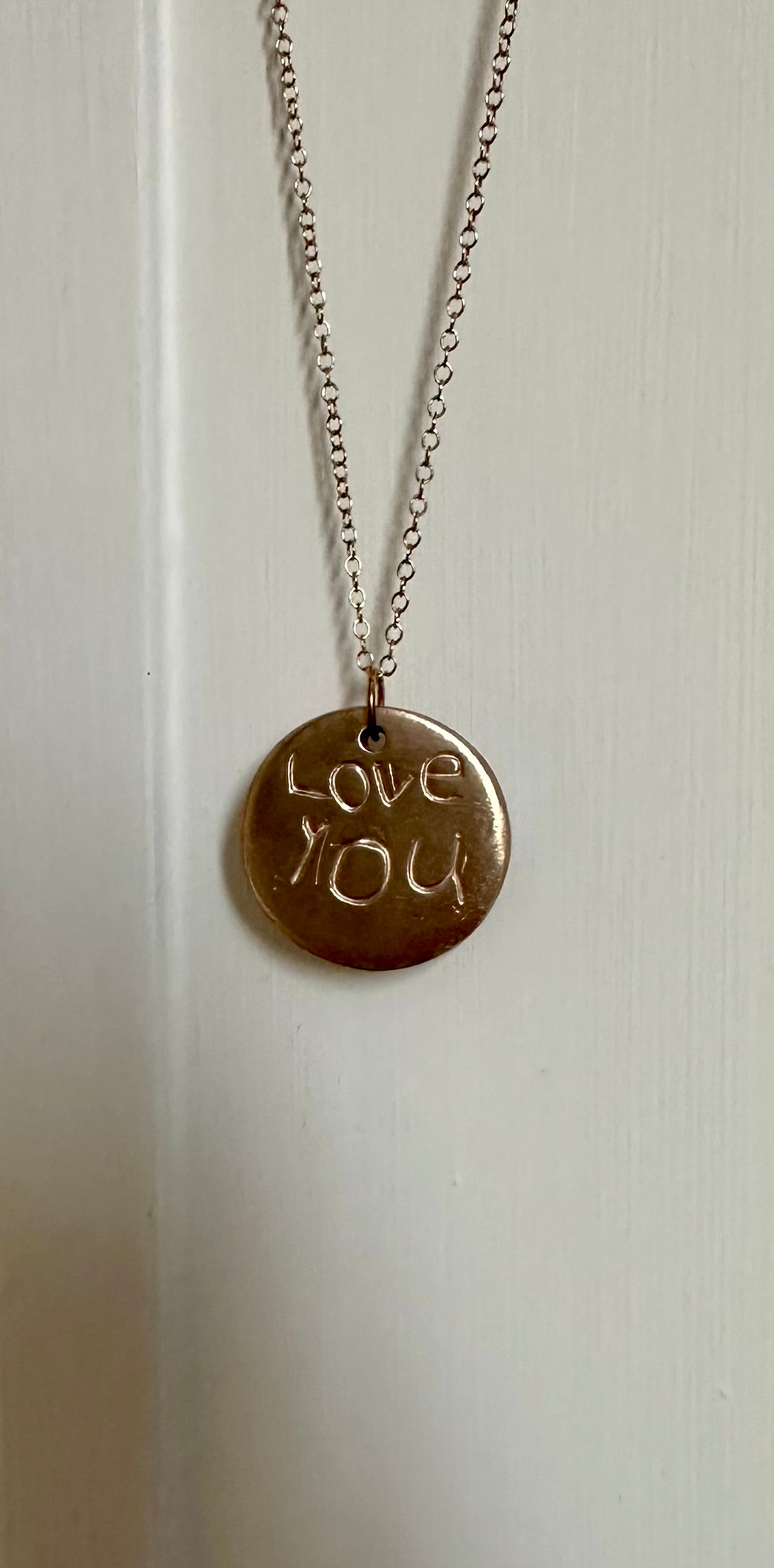 Love Note Necklace 14k Gold - Custom Made and Made to Order